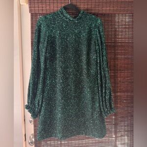 & Other Stories Green Sequin Mini Dress